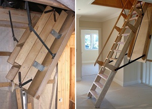 складная деревянная лестница на чердак